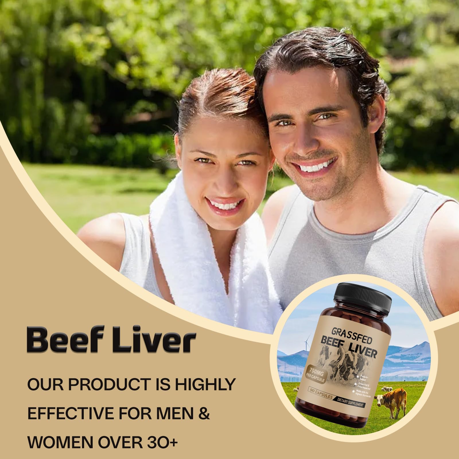 Close-up of Generic Beef Liver Capsules showing details