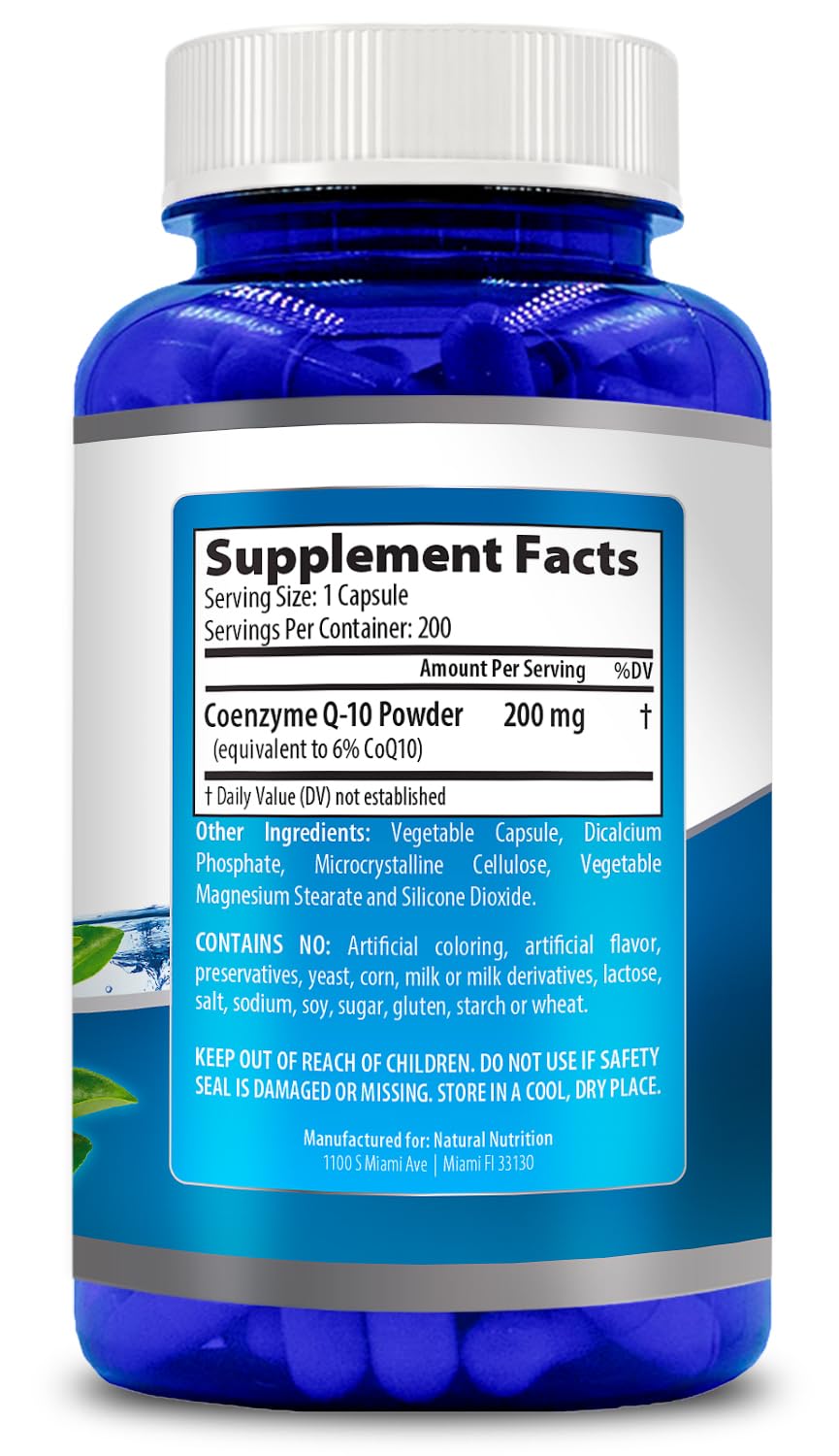 Close-up of Generic CoQ10 200mg vegetable capsules