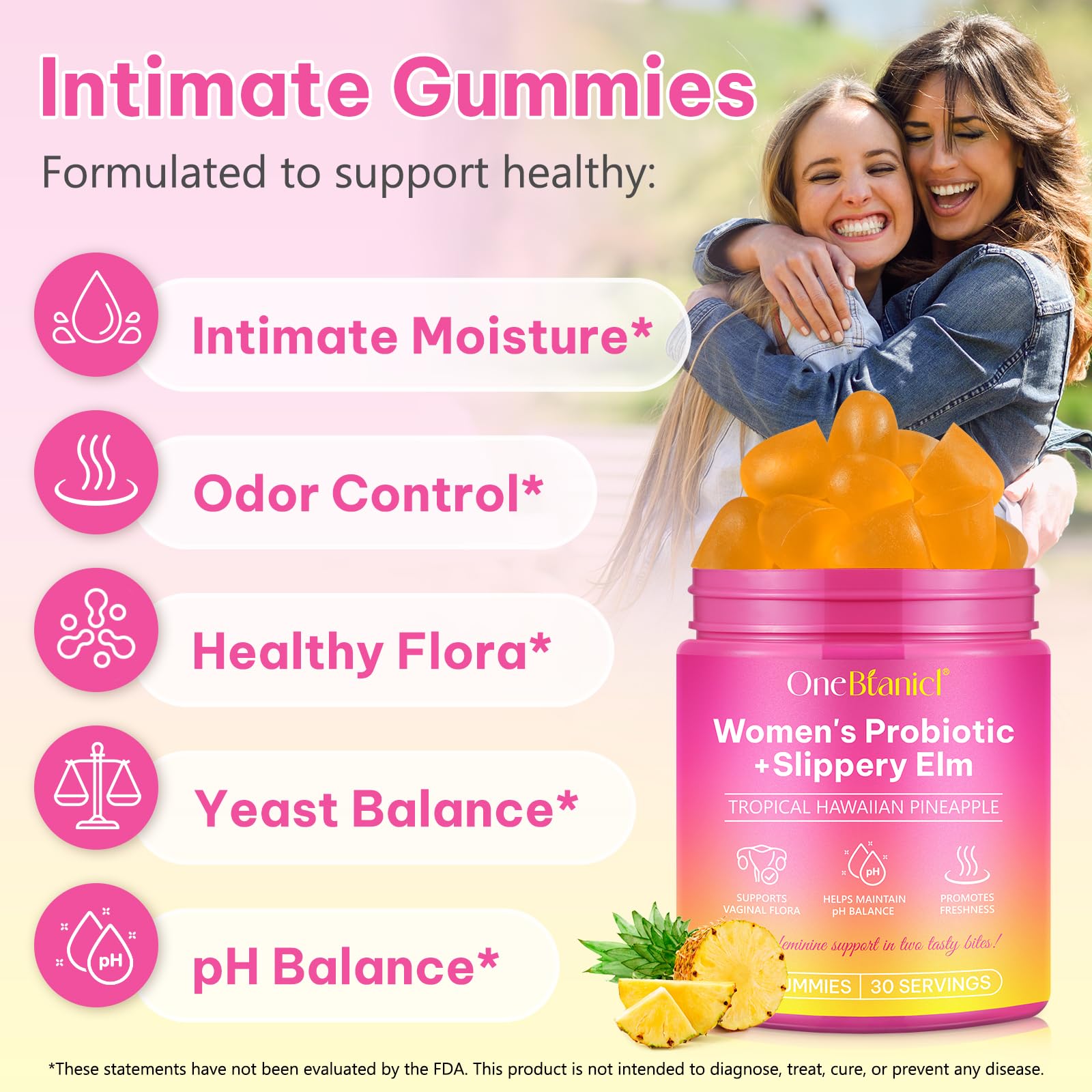Close-up of Generic Pineapple Probiotic Gummies showing texture