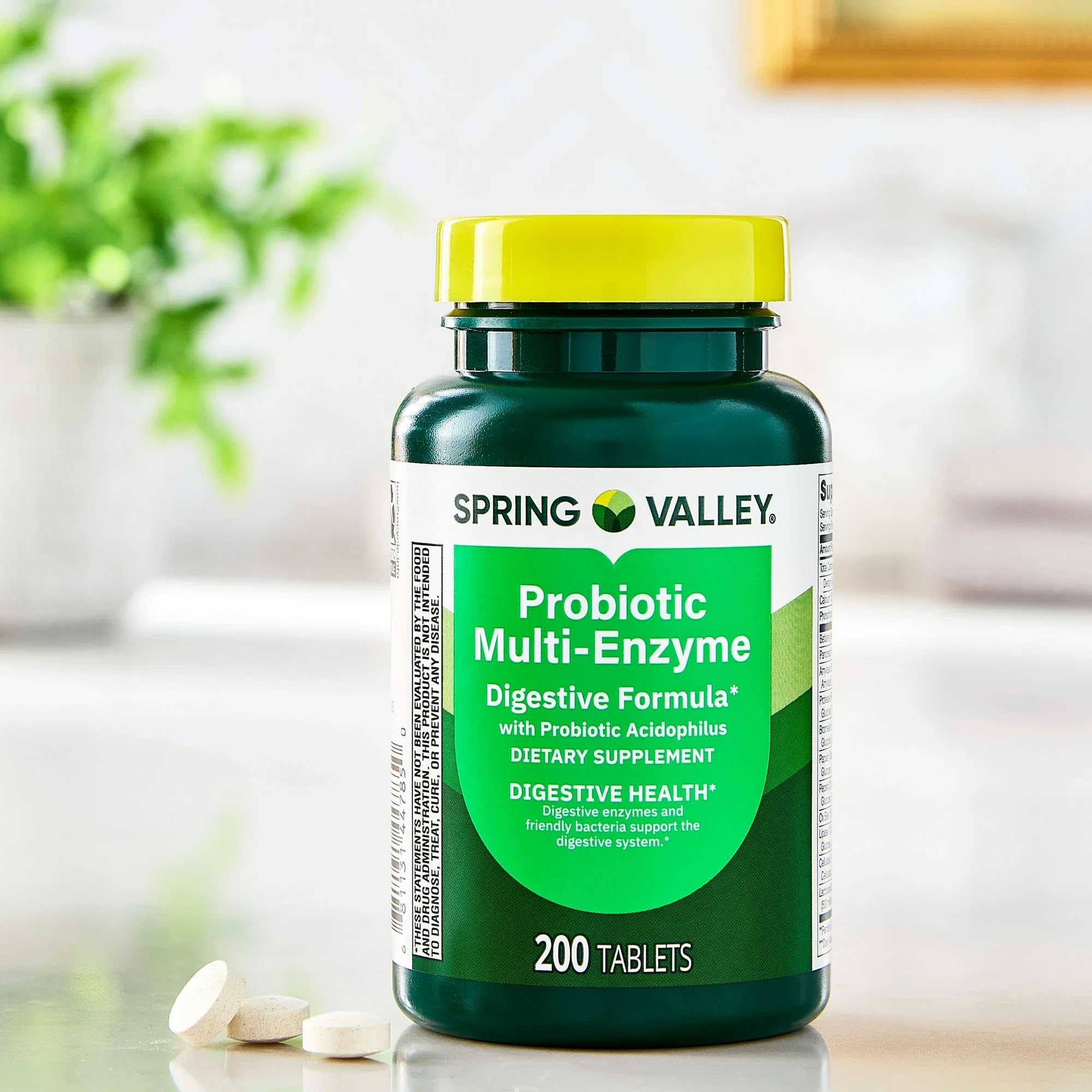 Close-up of Generic Probiotic Multi-Enzyme Tablets showing tablet size