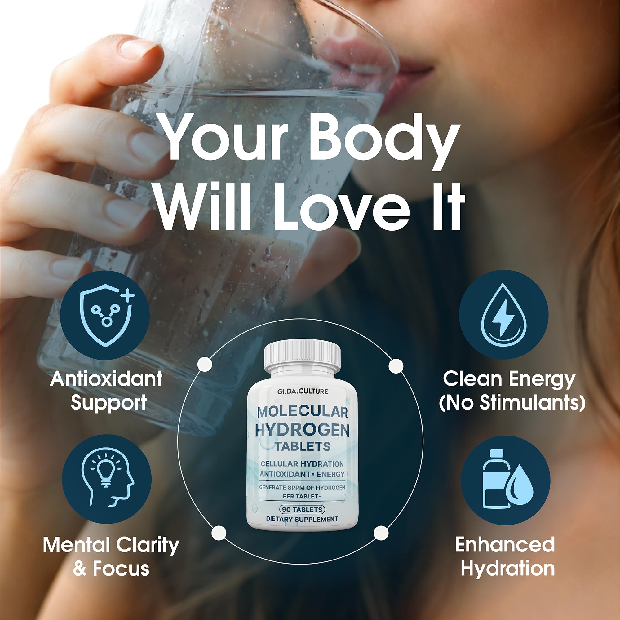 Close-up of Gi.Da.Culture Molecular Hydrogen Water Tablet