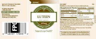 Close-up of GNC Lutein Softgels showing softgel texture