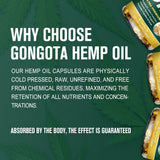 Close-up of GONGOTA Hemp Oil Capsules showing capsule size