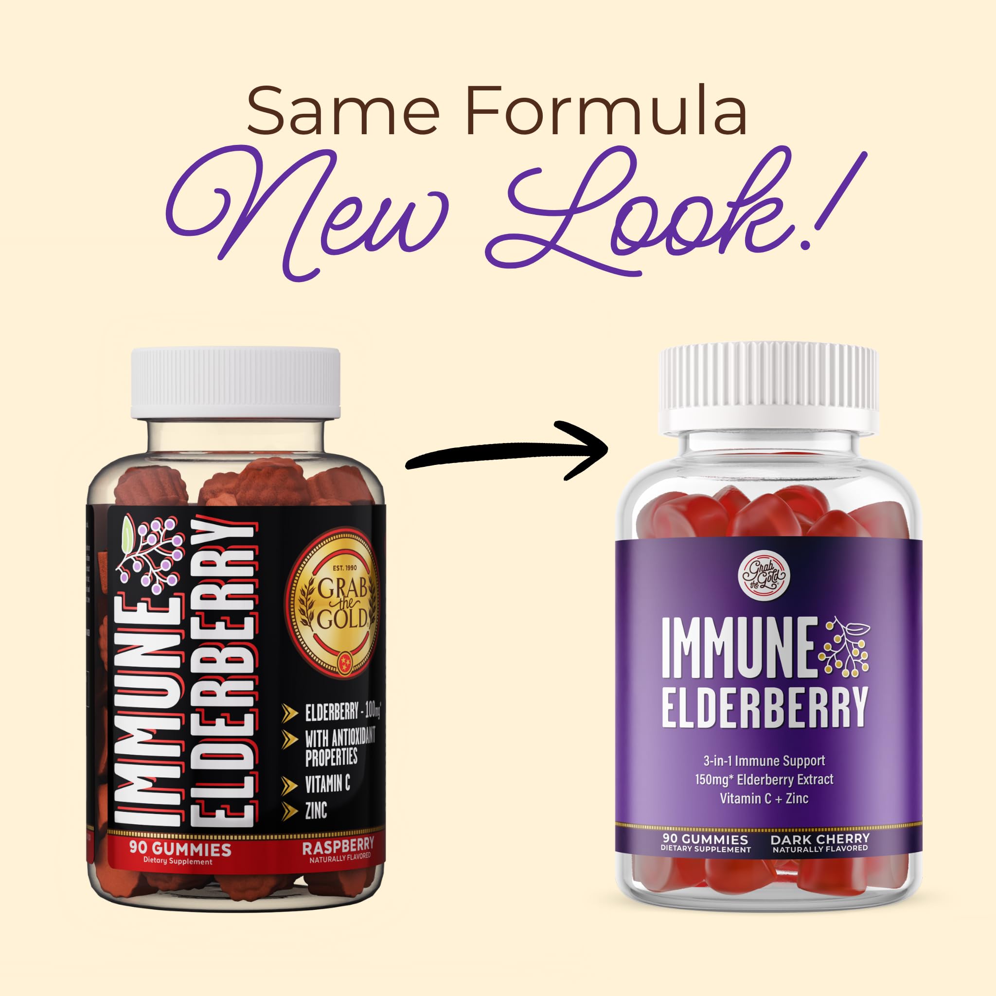 Close-up of Grab The Gold Elderberry Gummies showing raspberry flavour
