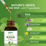 Close-up of green Herb Vibe Kava Herbal Drops ingredients list