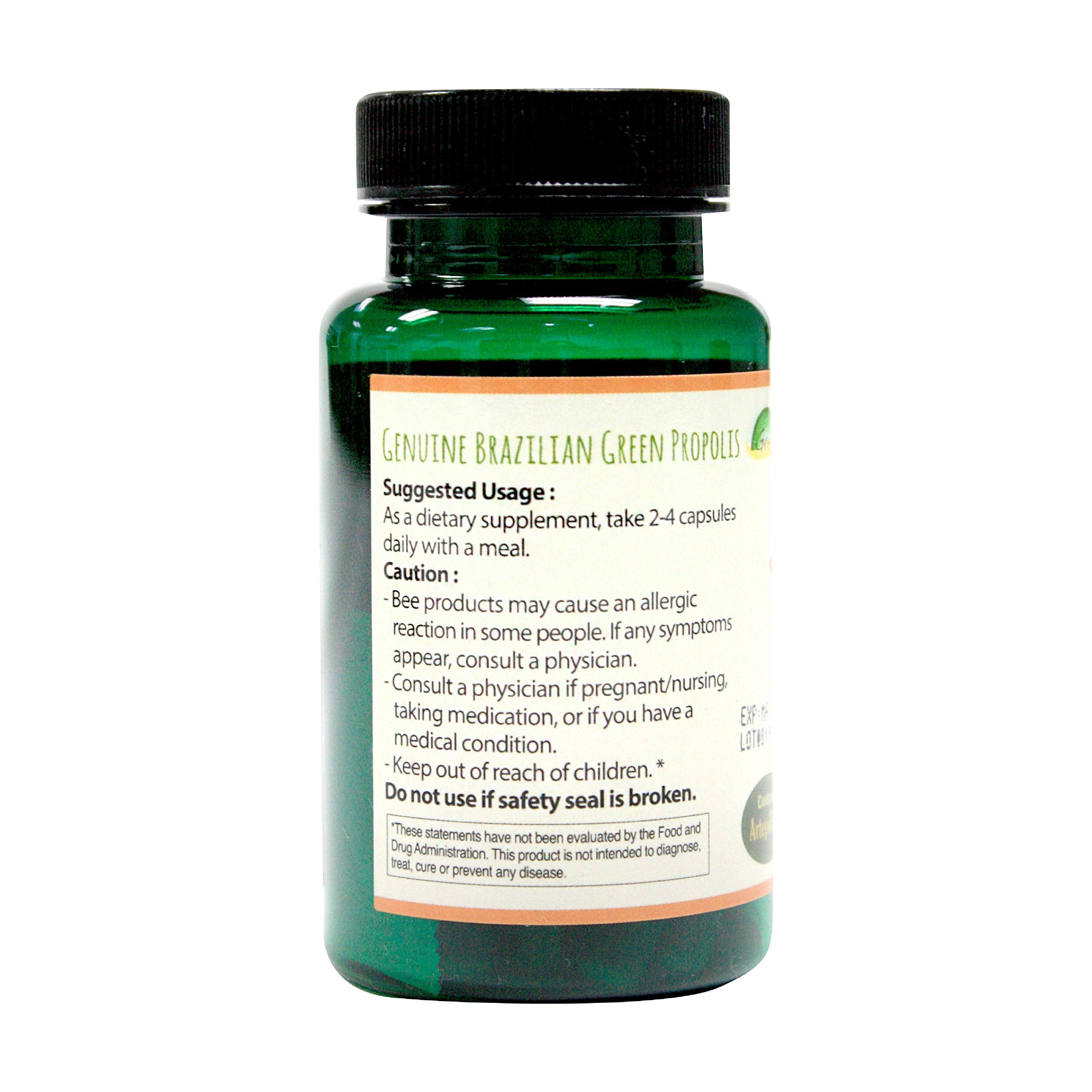 Close-up of Greenbow Green Propolis Extract vegetable capsule