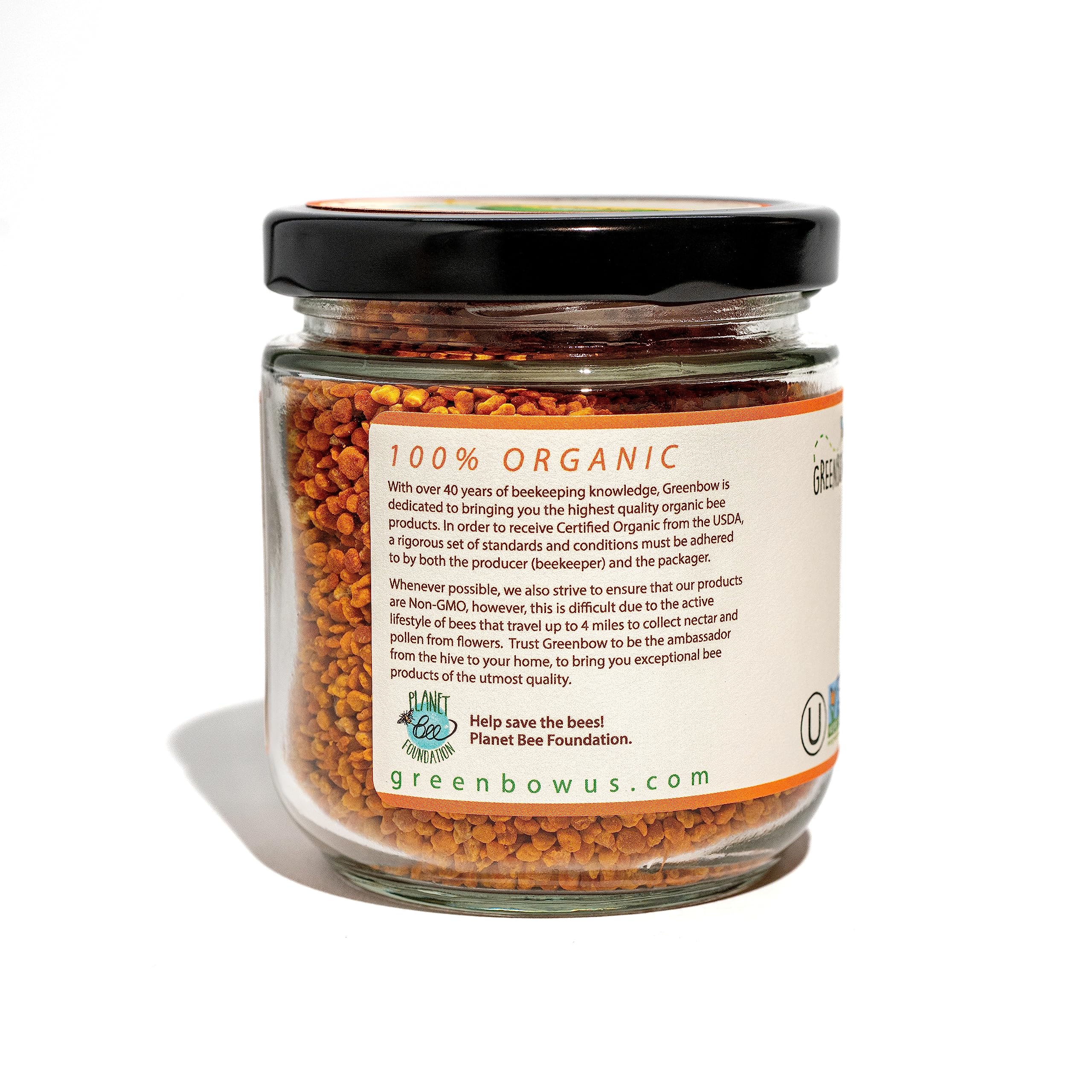 Close-up of Greenbow Organic Bee Pollen granules