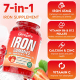Close-up of GrnLife Iron Gummies with visible gummy texture