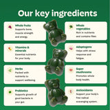 Close-up of Grüns Super Greens Gummy Bears showing texture