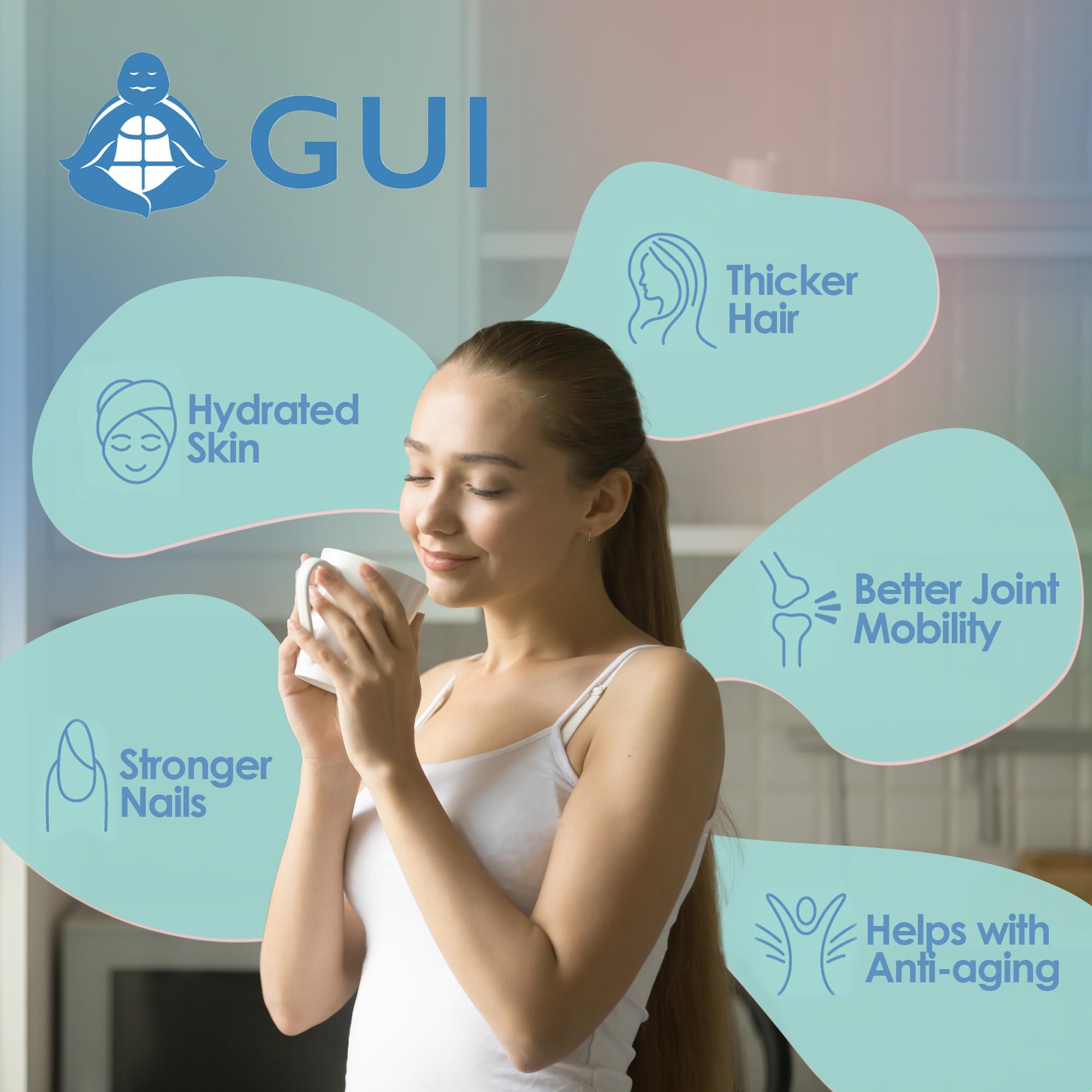Close-up of GUI collagen powder texture