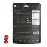 Close-up of Gwella Focus Aid Gummies with strawberry and tangerine flavour