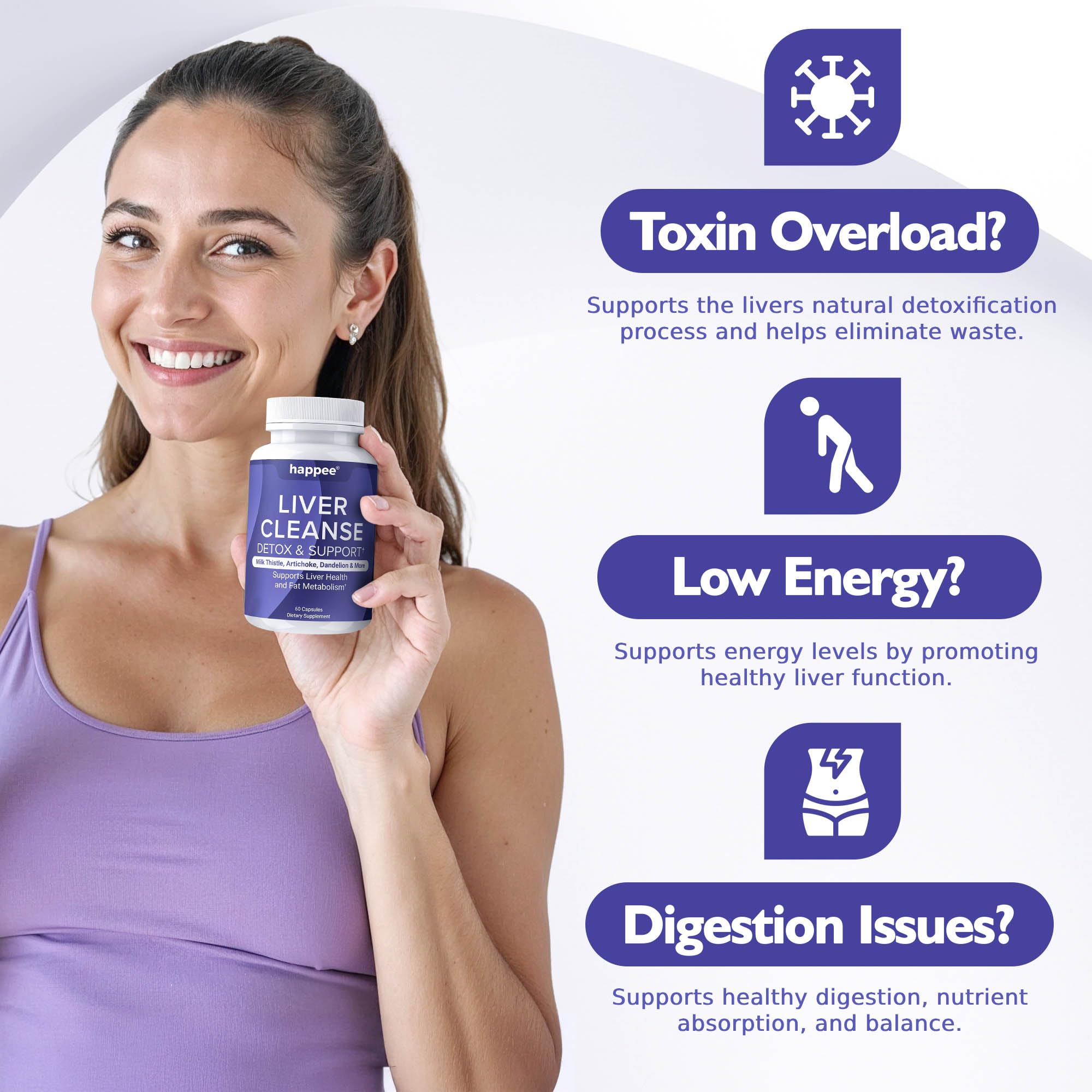 Close-up of Happee Milk Thistle supplement capsules