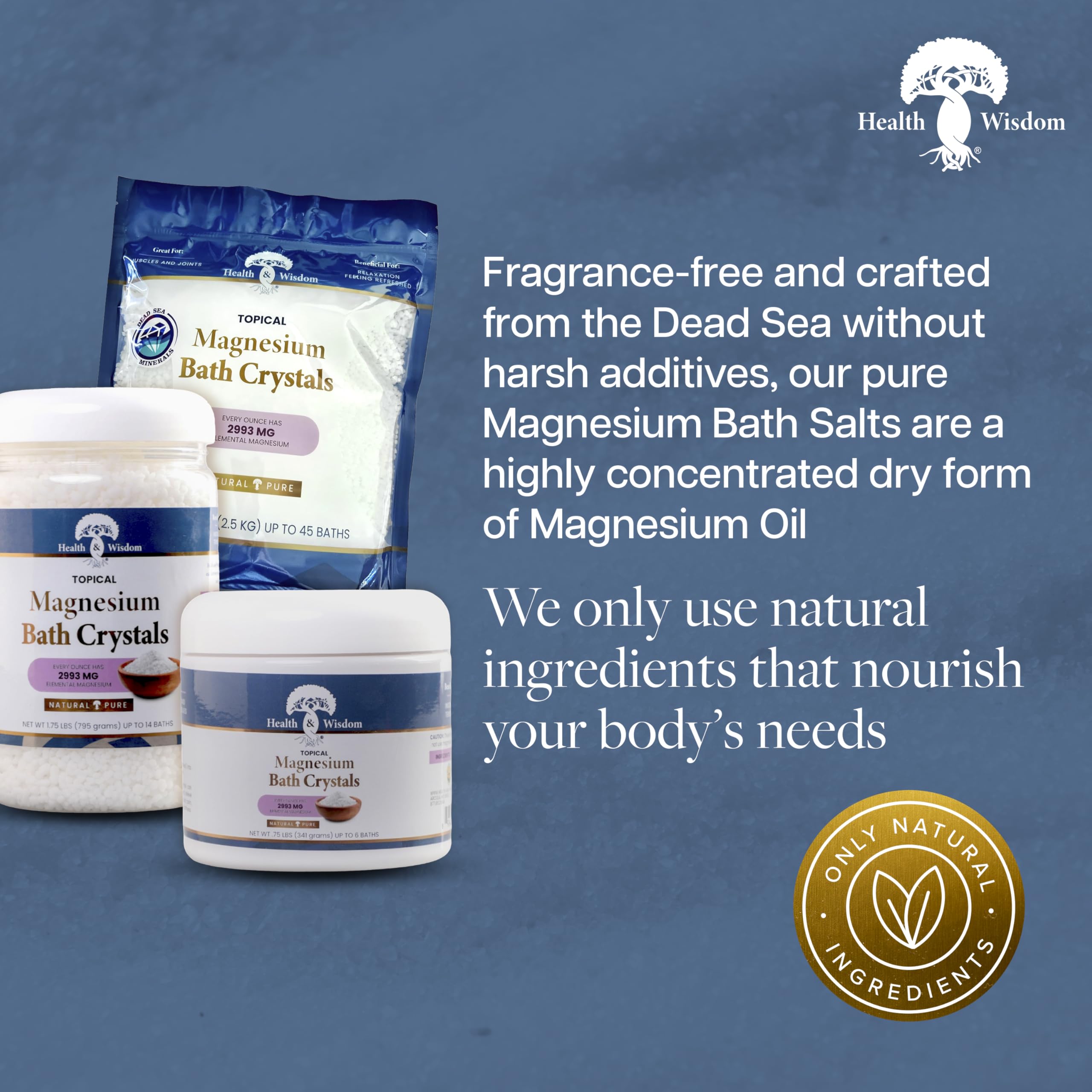 Close-up of Health and Wisdom Magnesium Bath Crystals