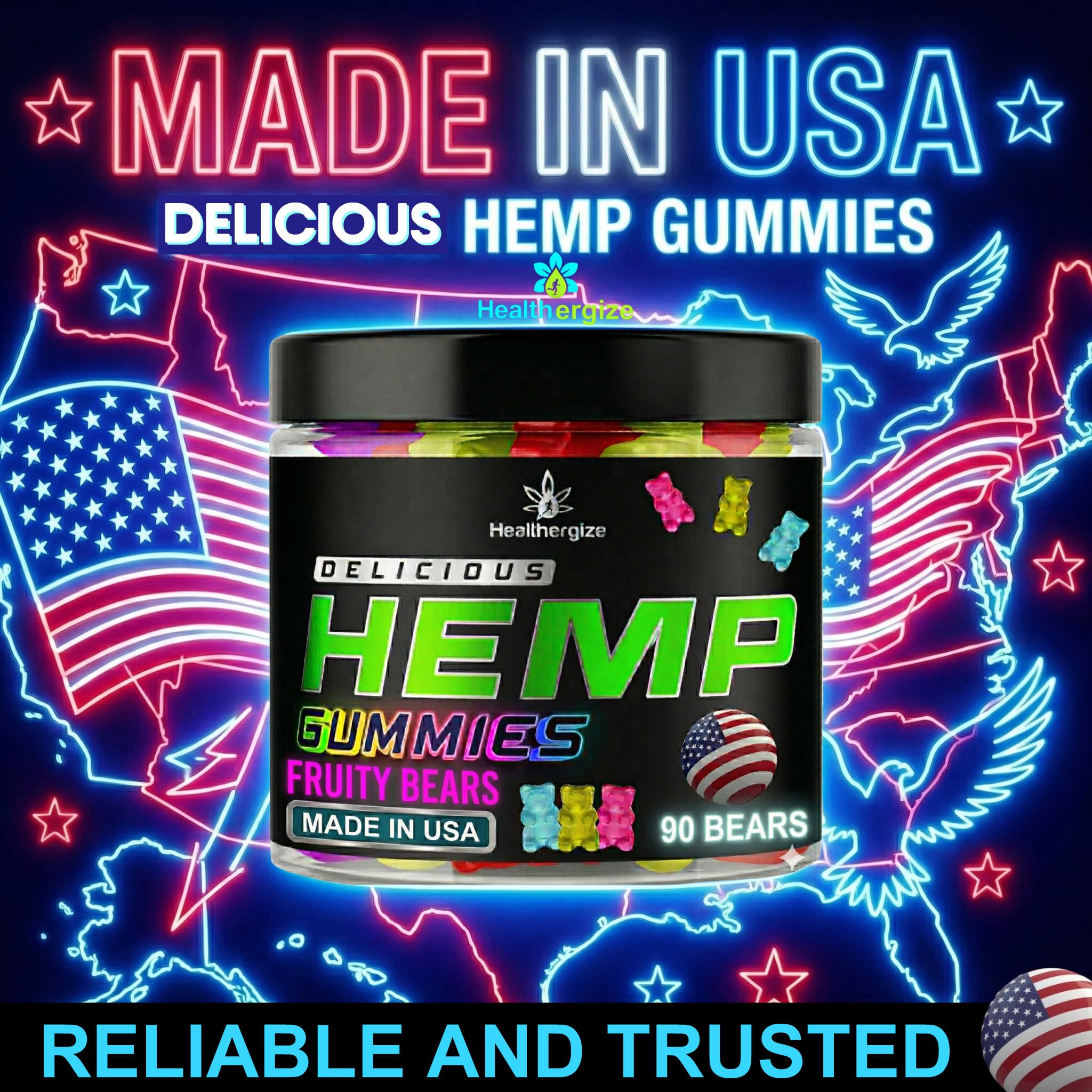 Close-up of Healthergize Hemp Edibles Sleep Gummies showcasing raspberry and peach flavours