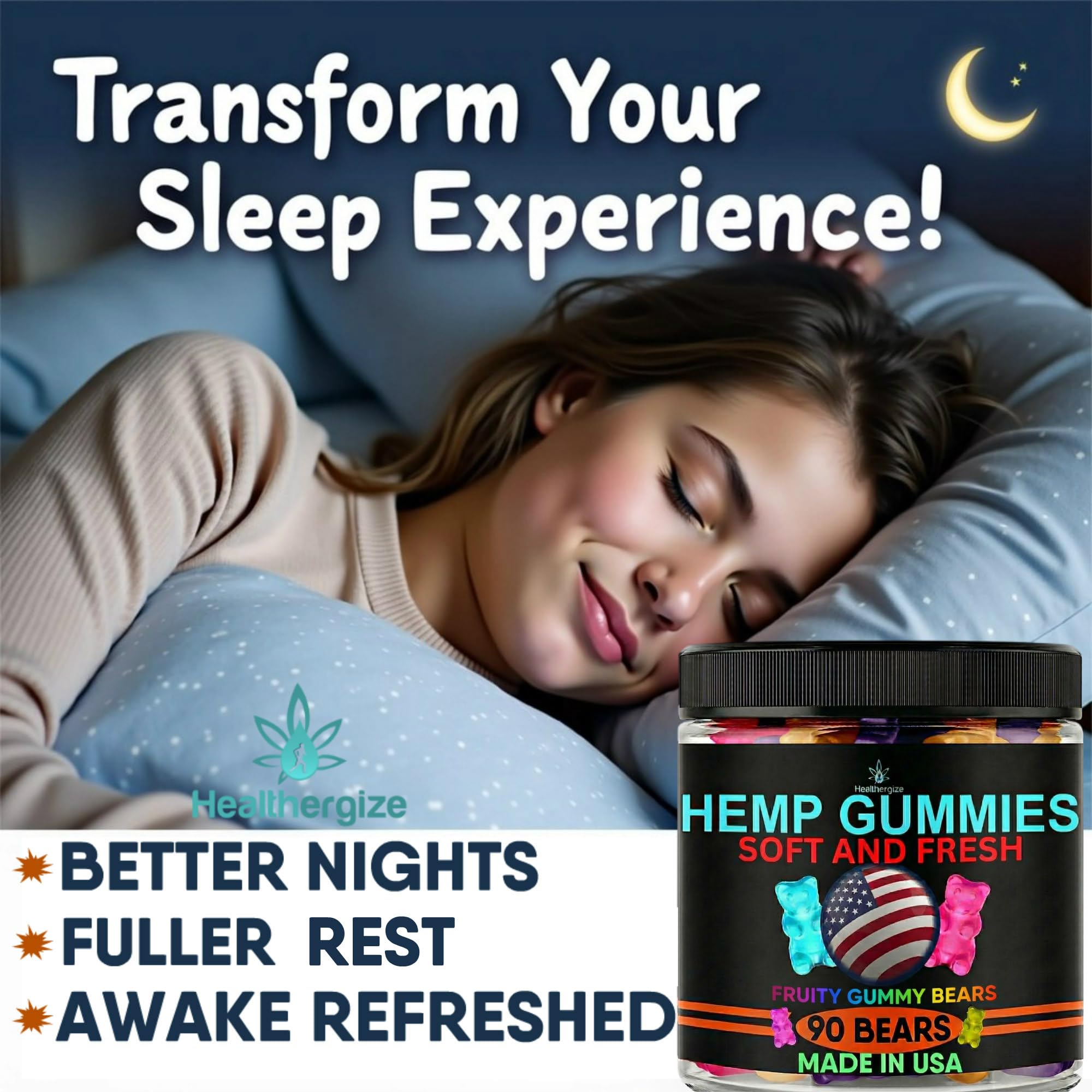 Close-up of Healthergize Hemp Gummies showing texture and colours