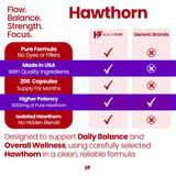 Close-up of Healthfare Hawthorn Extract 3000mg vegan capsules