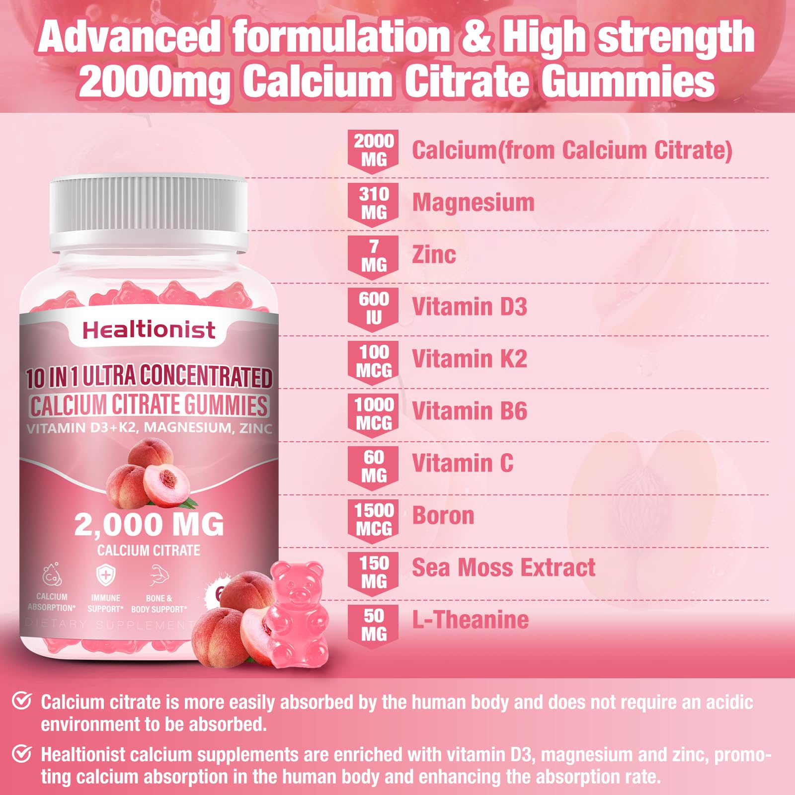 Close-up of Healtionist Calcium Citrate Gummies