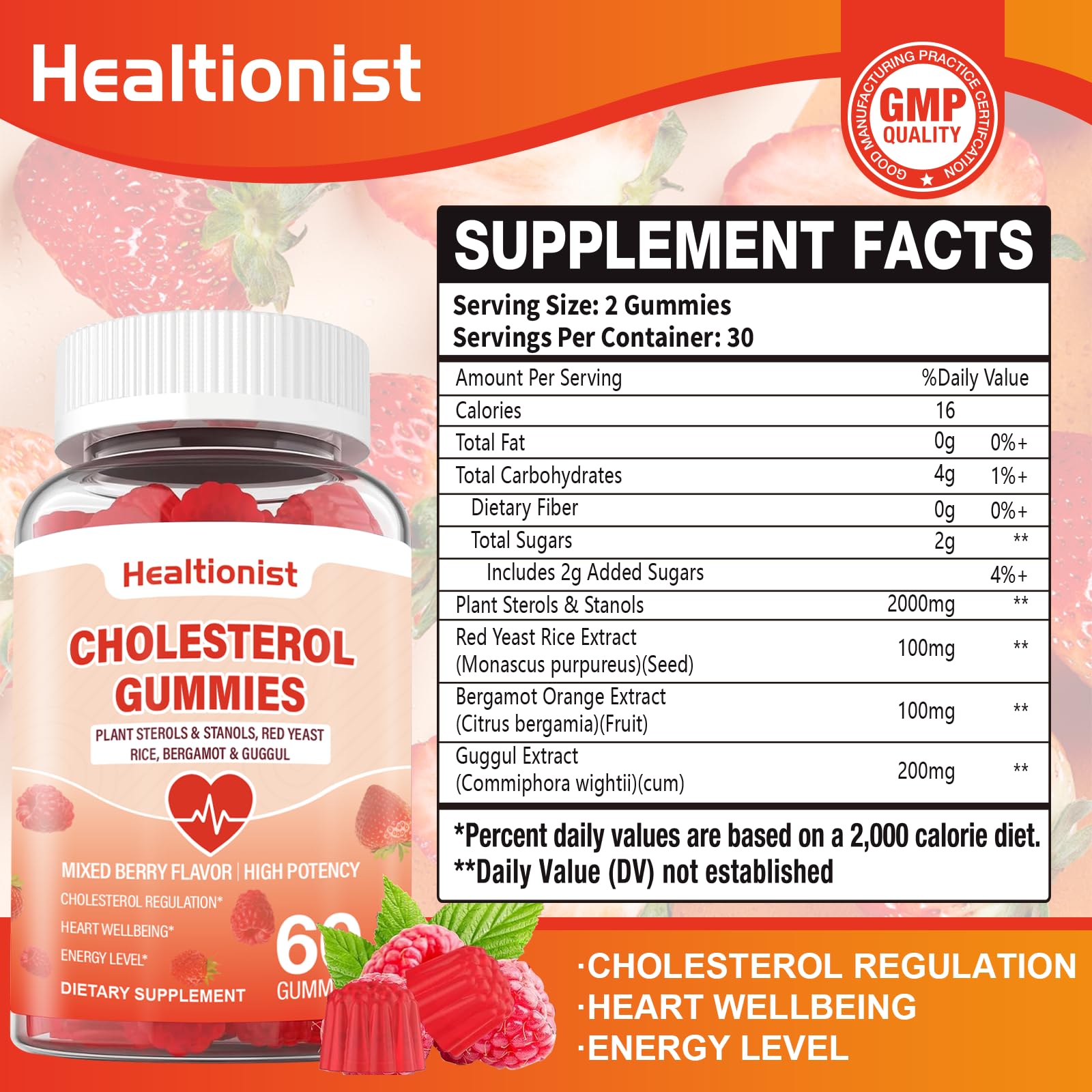 Close-up of Healtionist Cholesterol Gummies showing gummy texture