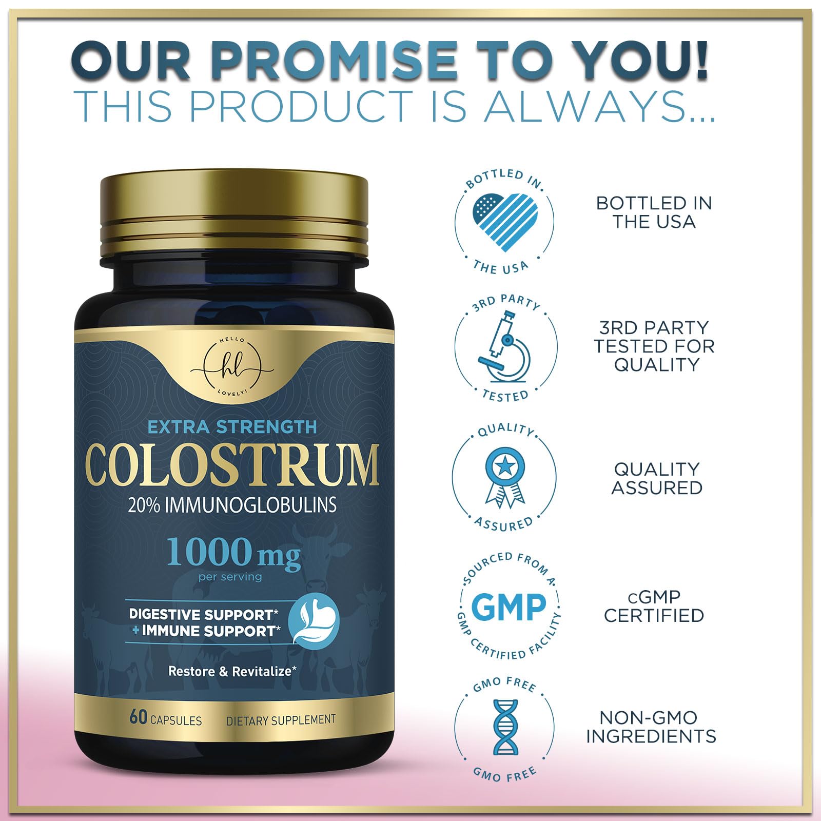 Close-up of Hello Lovely! Colostrum Capsules