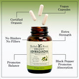 Close-up of Herbal Roots Ashwagandha capsules