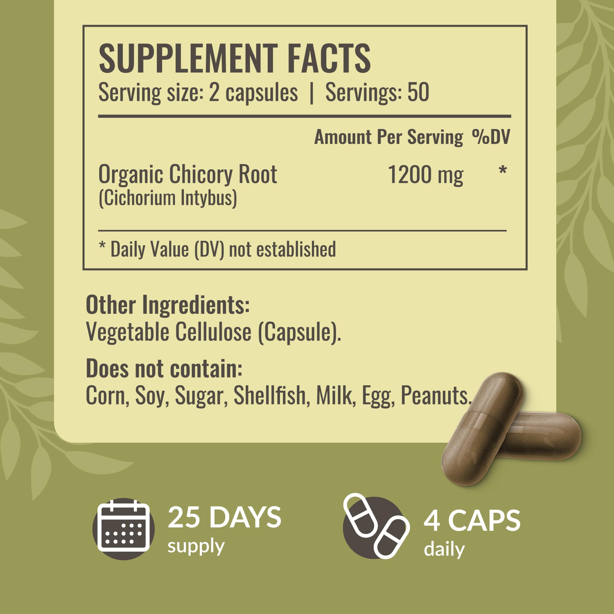 Close-up of HERBAMAMA Chicory Root Capsules bottle