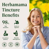 Close-up of HERBAMAMA Dandelion Root Liquid Drops dropper