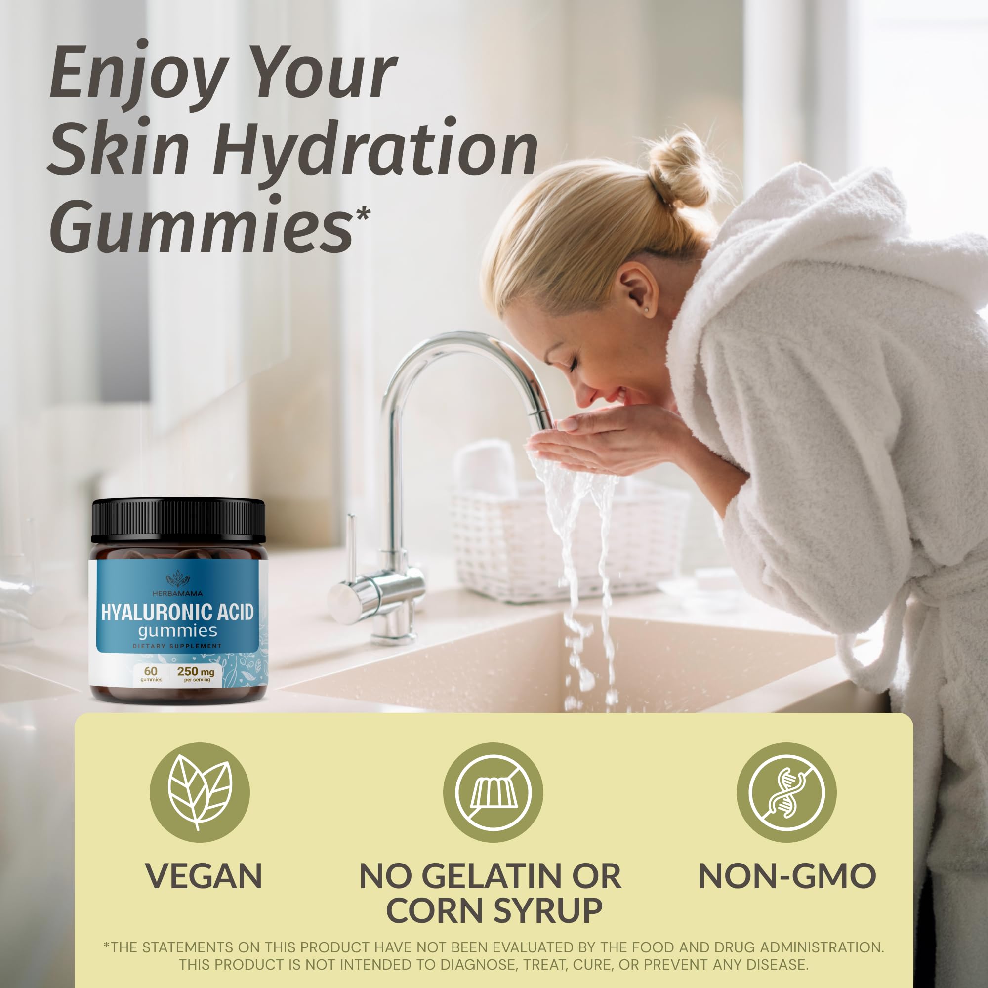 Close-up of HERBAMAMA Hyaluronic Acid Gummies with mango flavour