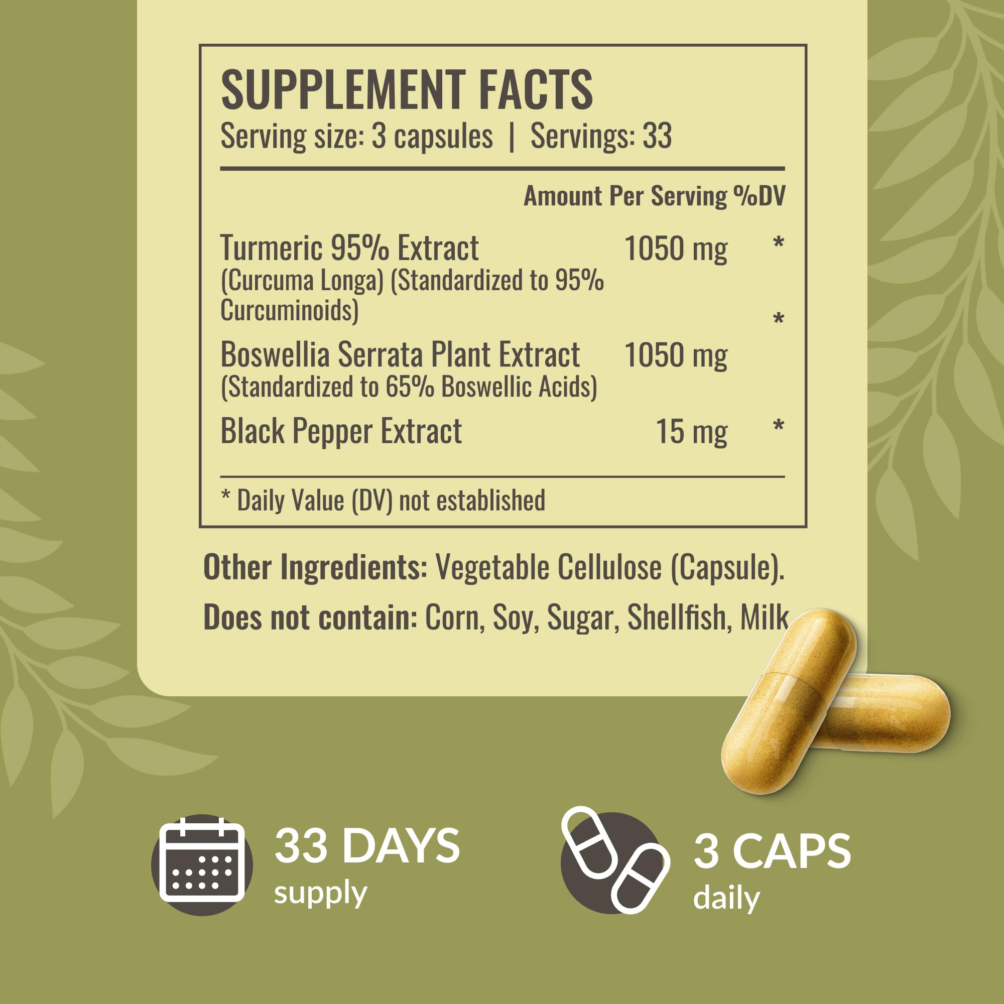 Close-up of HERBAMAMA Turmeric Curcumin capsules