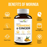 Close-up of HerbaVitals Turmeric and Ginger capsules