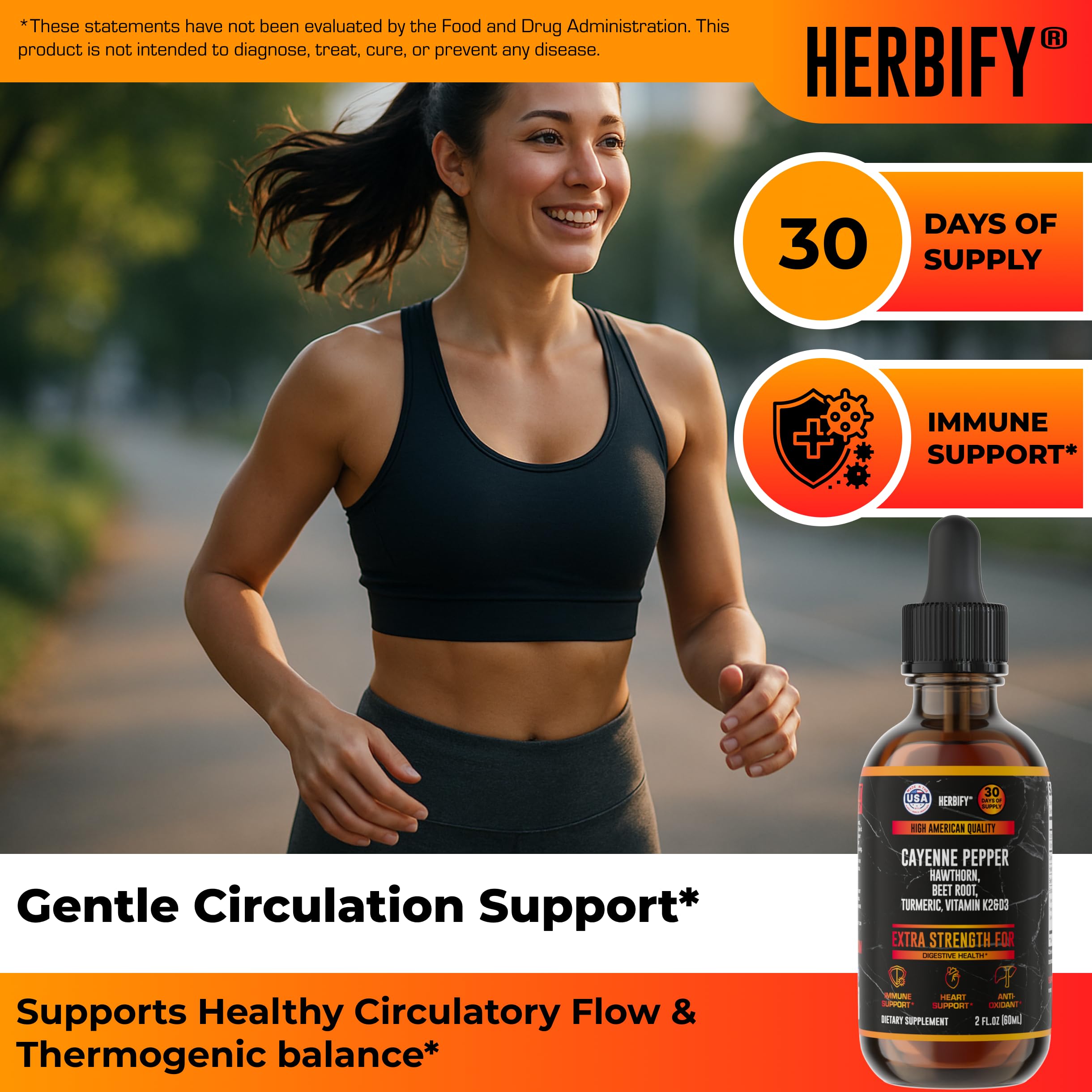 Close-up of HERBIFY Cayenne Pepper Liquid Drops ingredients