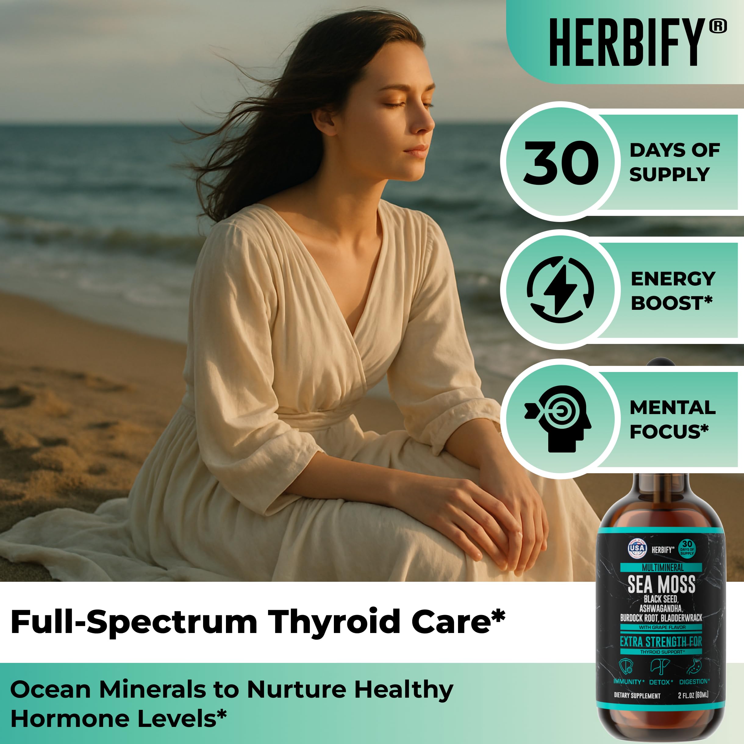 Close-up of HERBIFY Sea Moss Liquid Drops dropper
