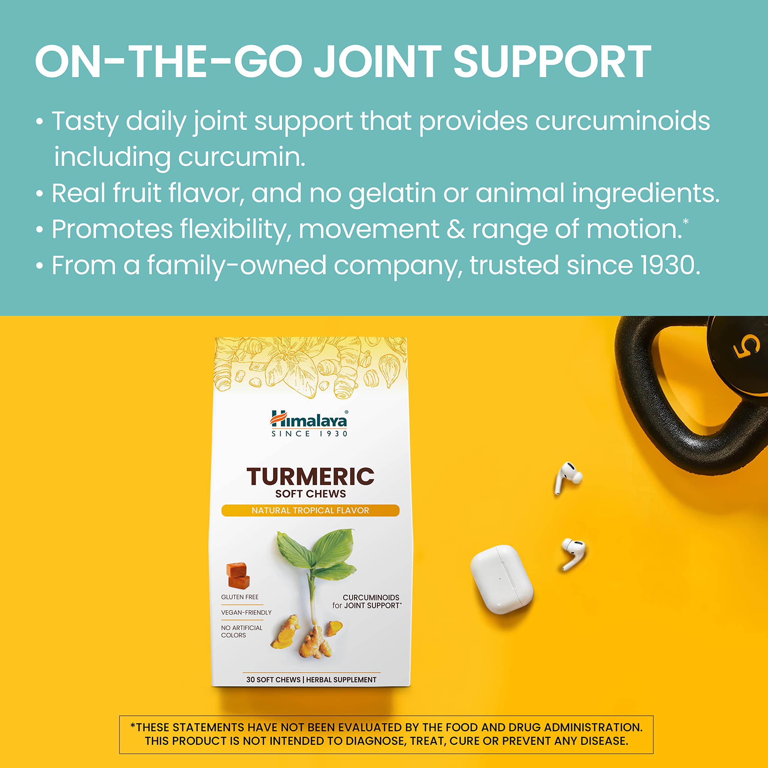 Close-up of Himalaya Turmeric Chews showing texture