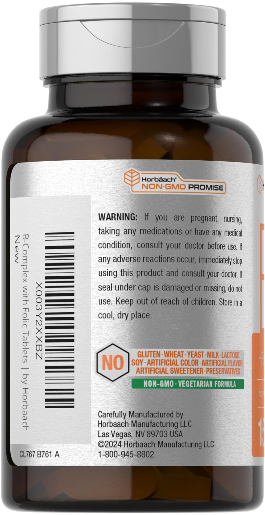 Close-up of Horbäach B-Complex Vitamins caplets