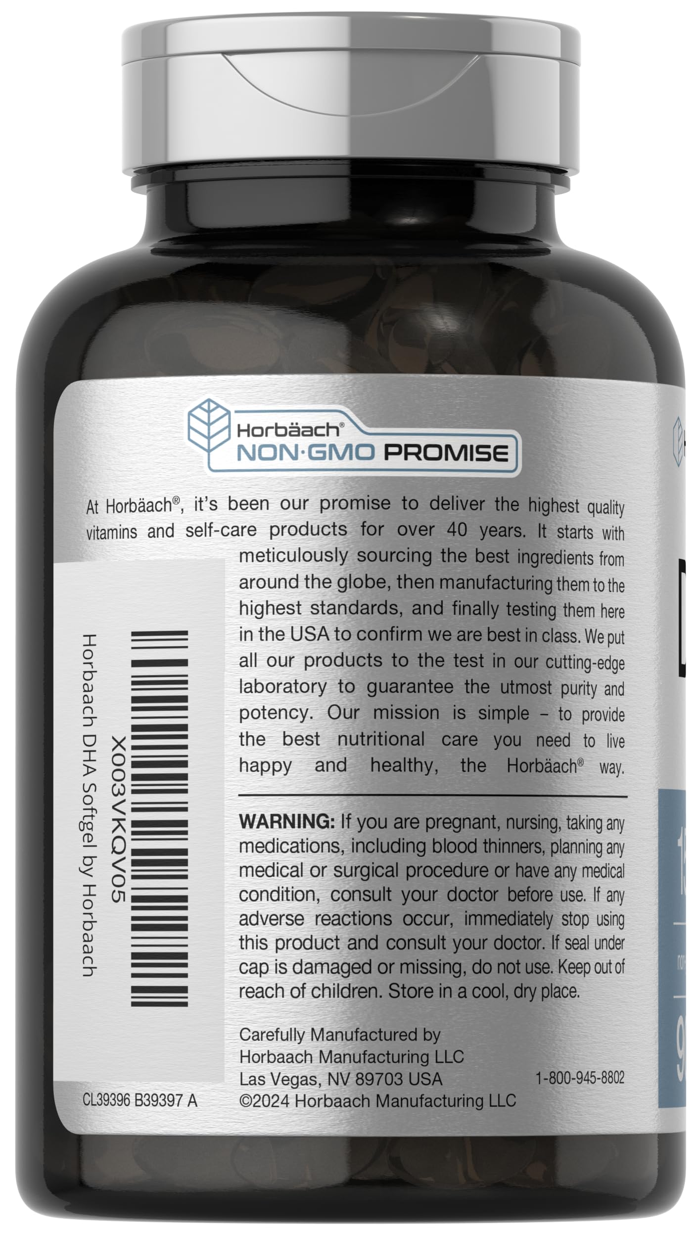Close-up of Horbäach DHA capsules