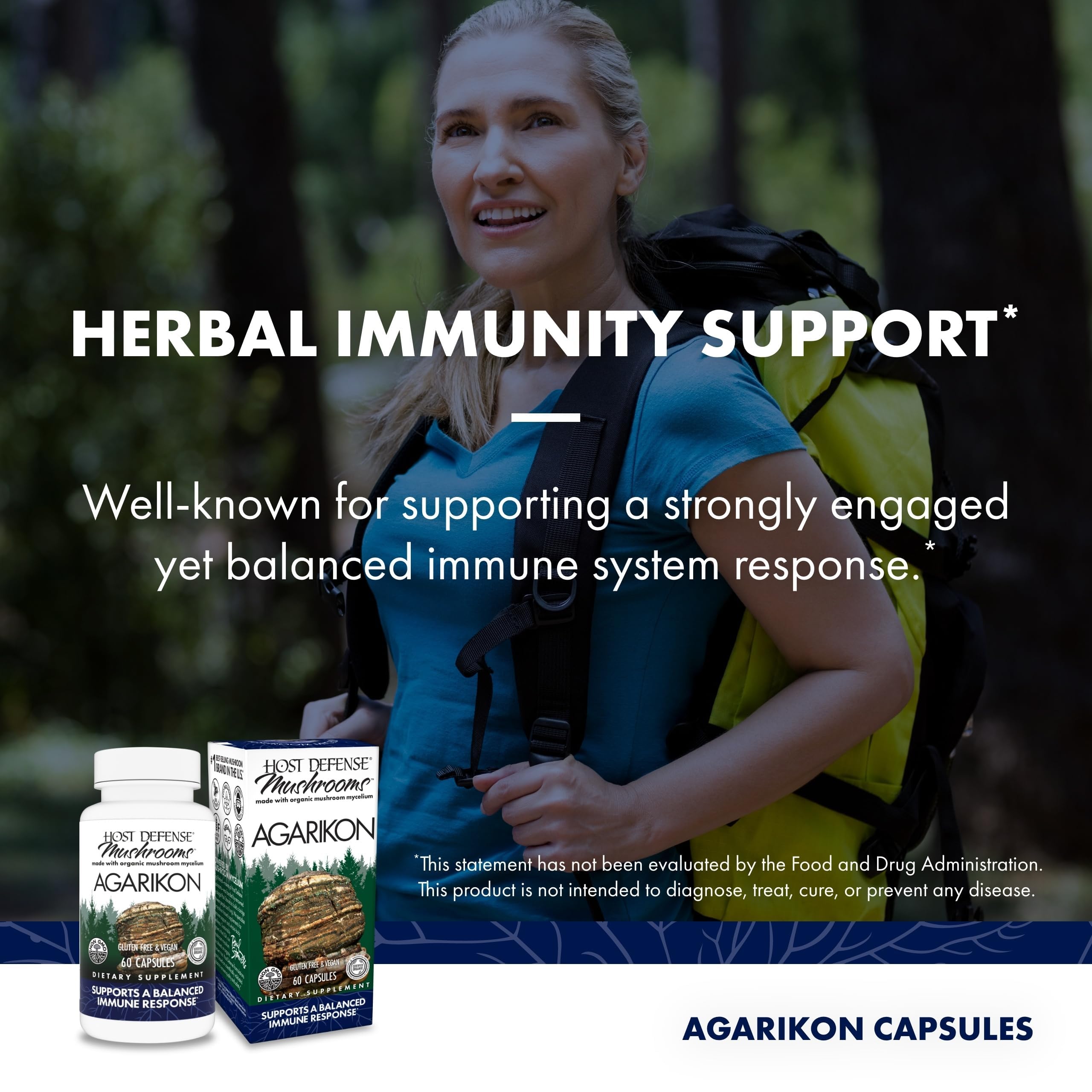 Close-up of Host Defense Agarikon Mushroom capsules