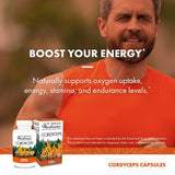 Close-up of Host Defense Cordyceps Mushroom Capsules