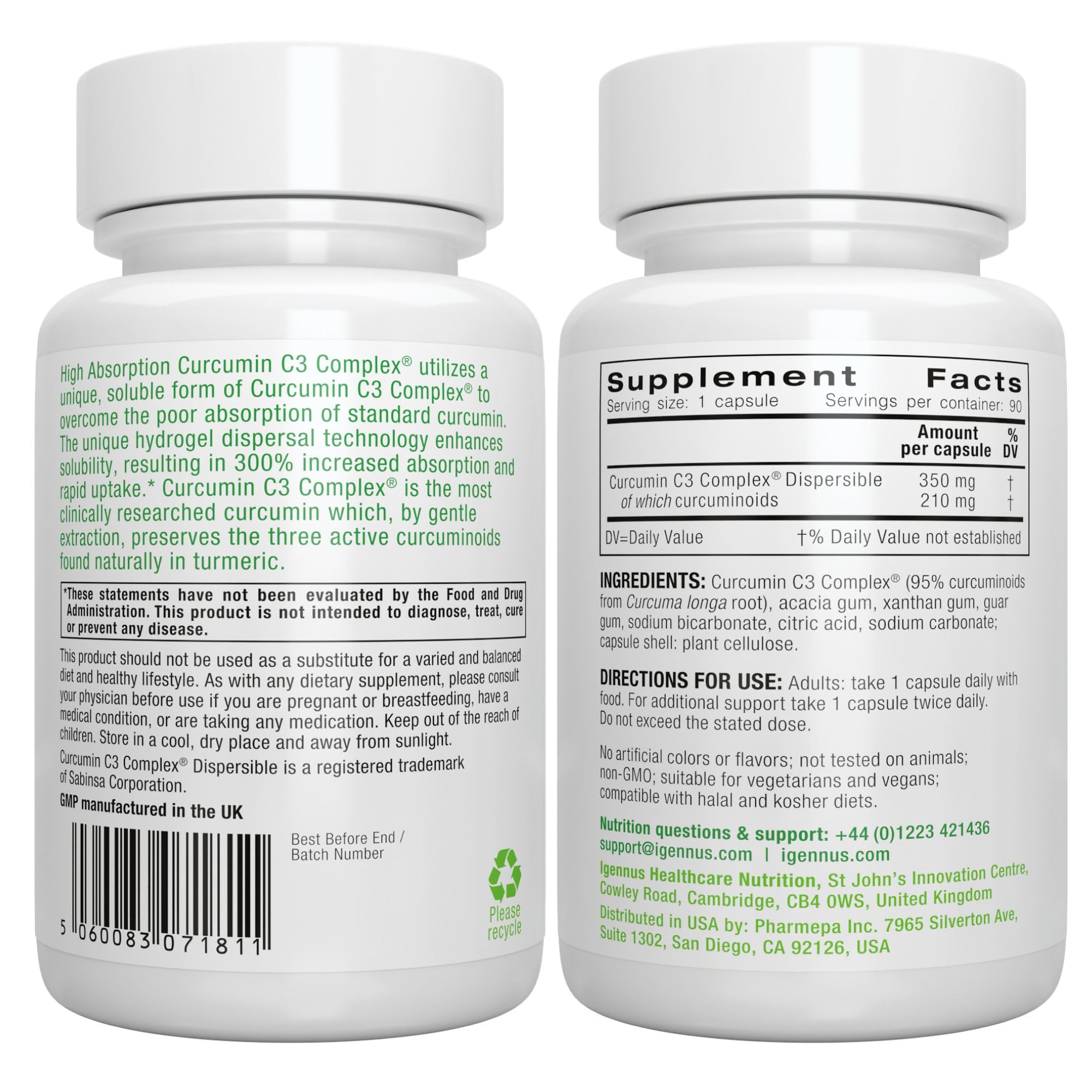 Close-up of Igennus Curcumin C3 Complex capsule