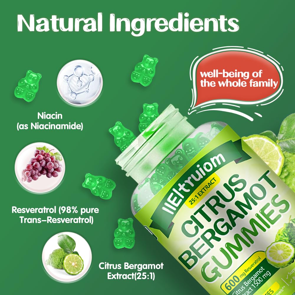 Close-up of IIEltruiom Citrus Bergamot Gummies showing gummy texture