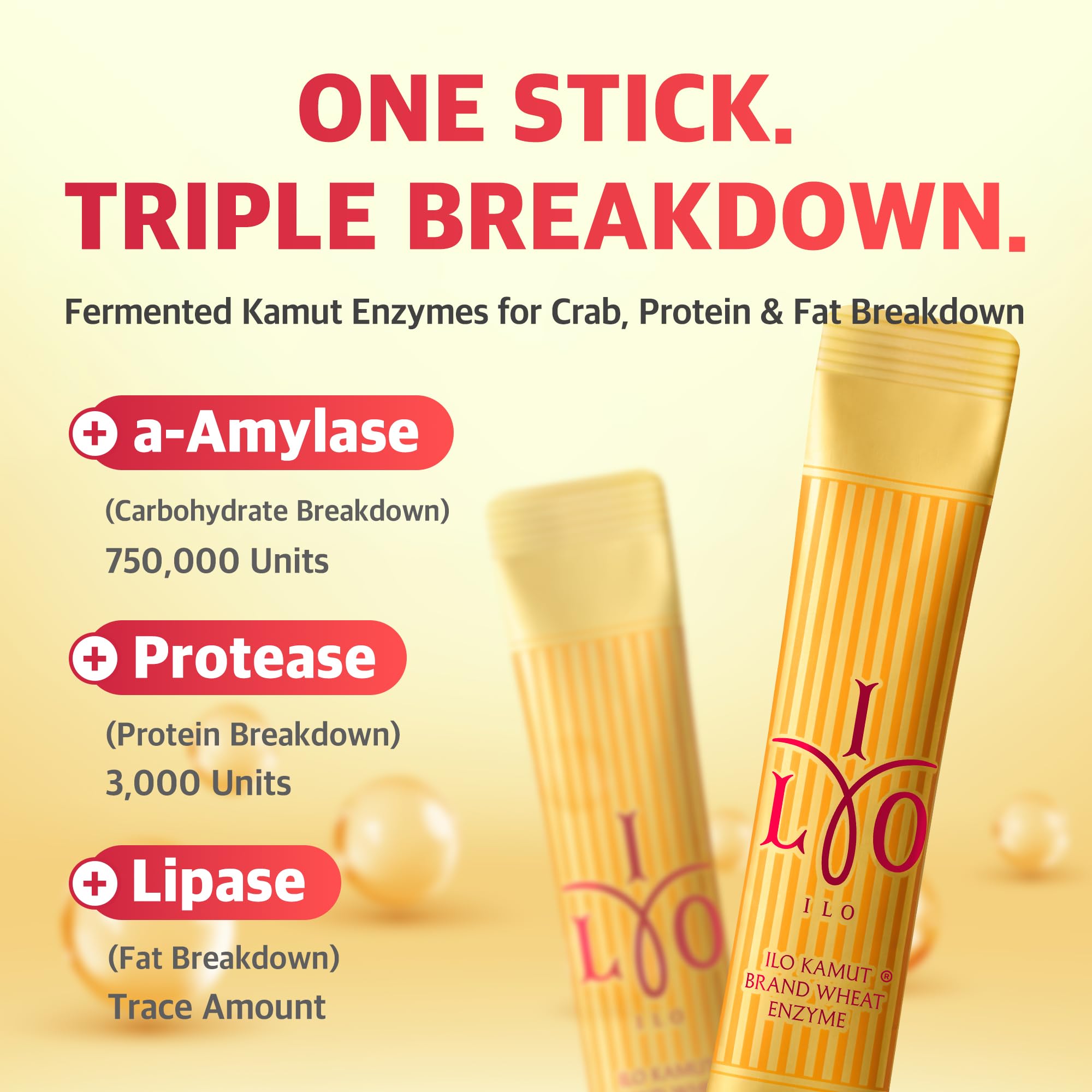 Close-up of ILO Multi-Enzymes stick pack