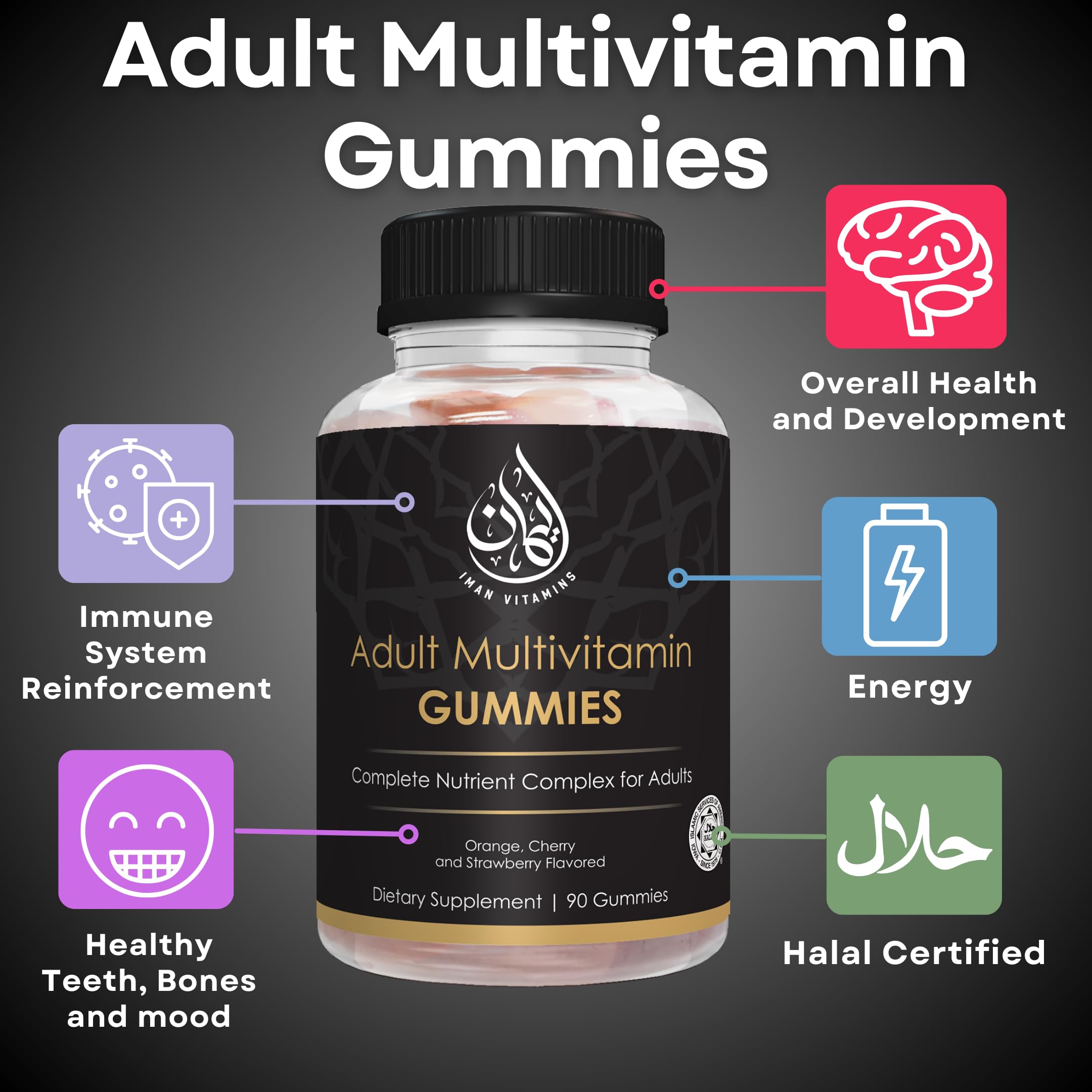 Close-up of Iman Vitamins Adult Gummy Multivitamins gummies
