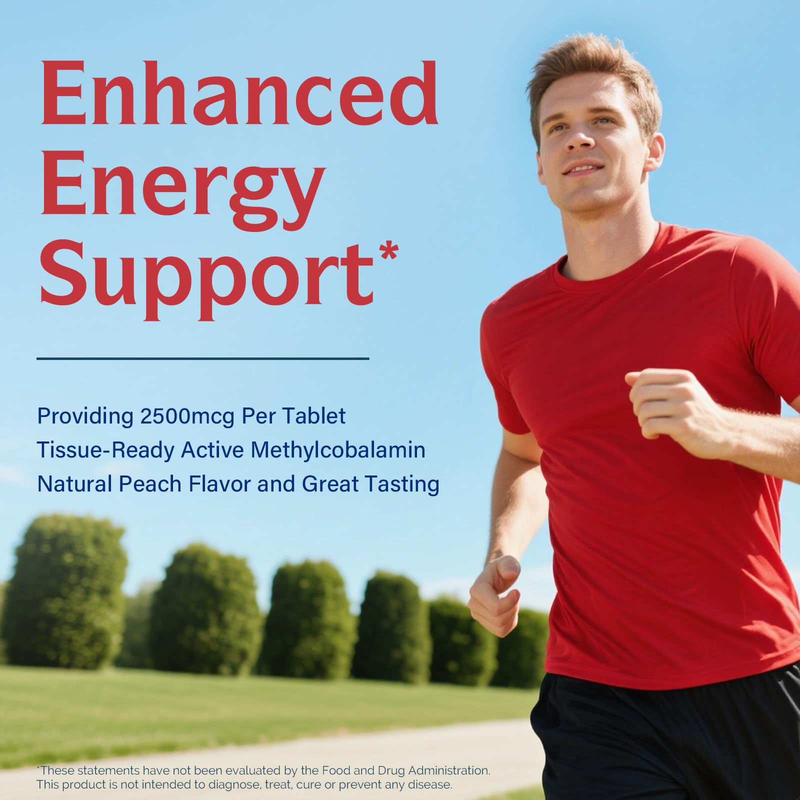 Close-up of Innate Vitality Methyl B12 tablet with peach flavour