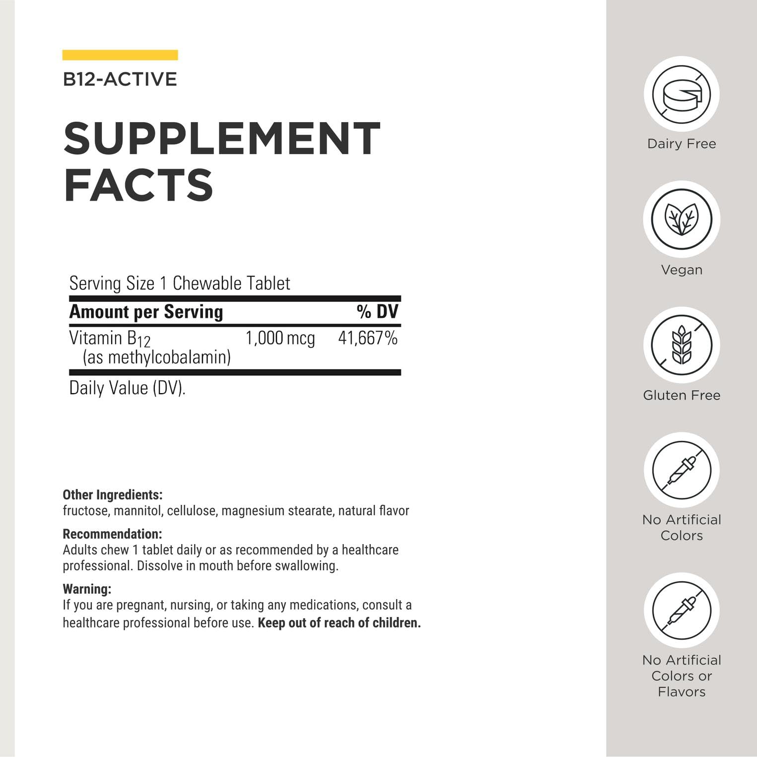 Close-up of Integrative Therapeutics B12-Active Cherry Chewable Tablets