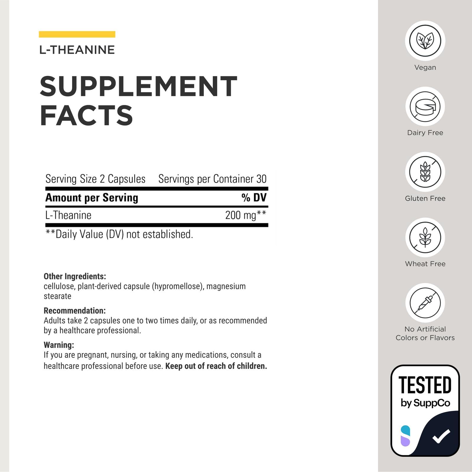 Close-up of Integrative Therapeutics L-Theanine capsules