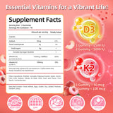 Close-up of IRIDESICENT Vitamin D3 K2 gummies showing liquid-filled texture