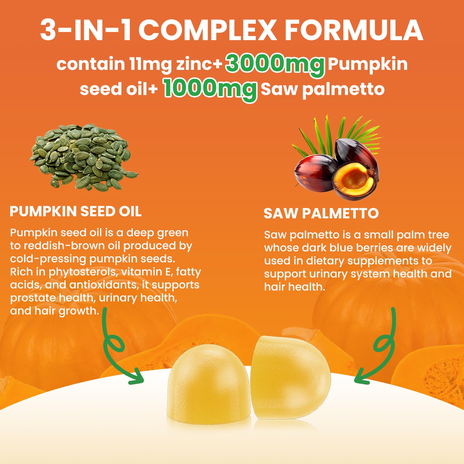 Close-up of Jabsah Pumpkin Seed Oil & Saw Palmetto Gummies