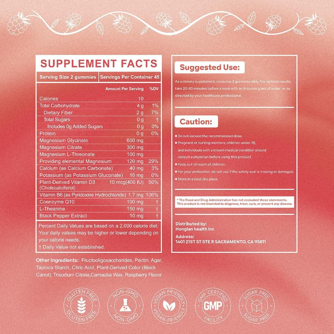 Close-up of Jajehalo Magnesium Gummies showing raspberry gummies