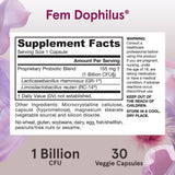 Close-up of Jarrow Formulas Fem-Dophilus Probiotics capsule
