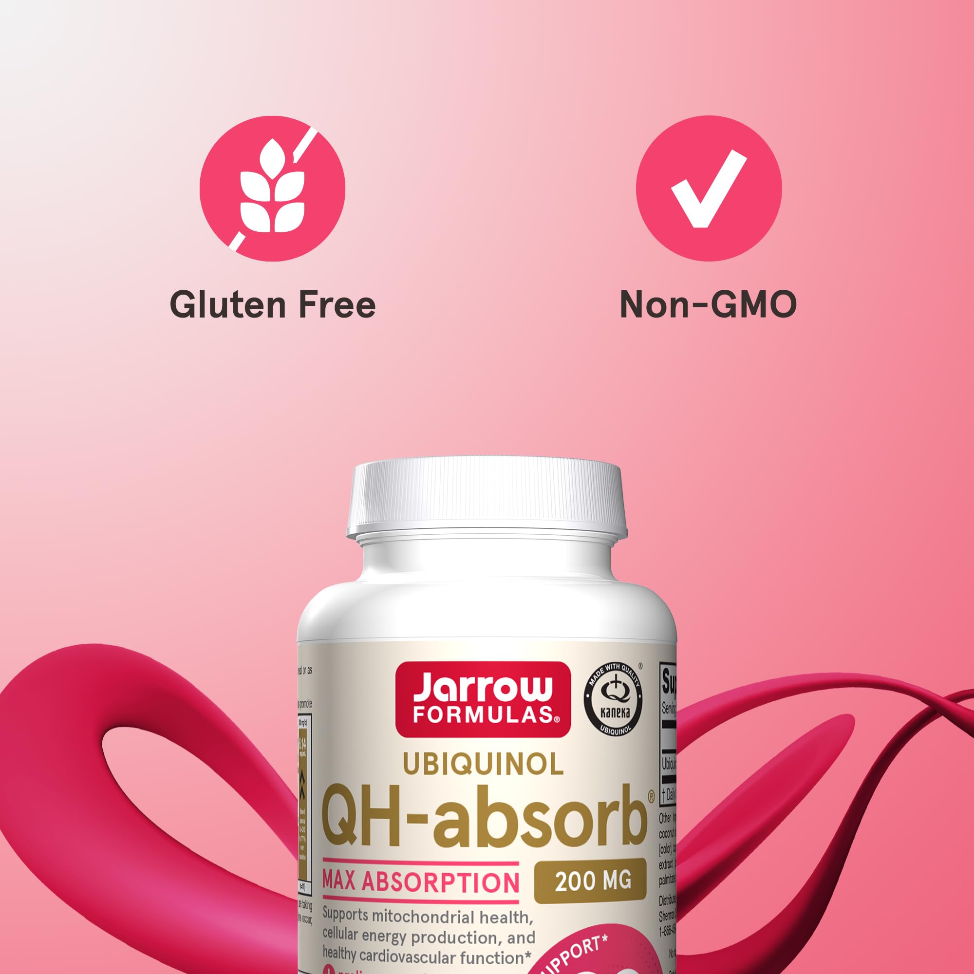 Close-up of Jarrow Formulas Ubiquinol CoQ10 softgel