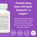 Close-up of Jigsaw Health Vitamin E & K2 supplement label