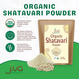 Close-up of Jiva Organics Shatavari Powder packaging